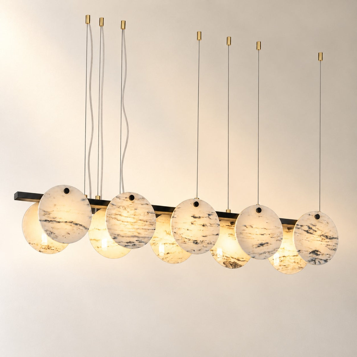 Modern Sculptural Luxury stone Linear Chandelier