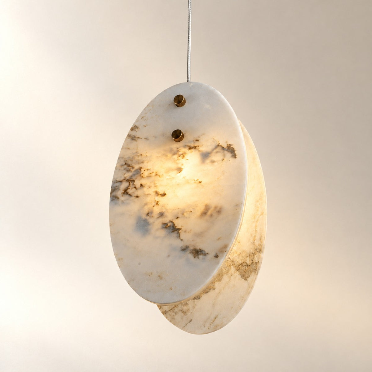 Modern Sculptural Luxury stone Oval Pendant Light Set