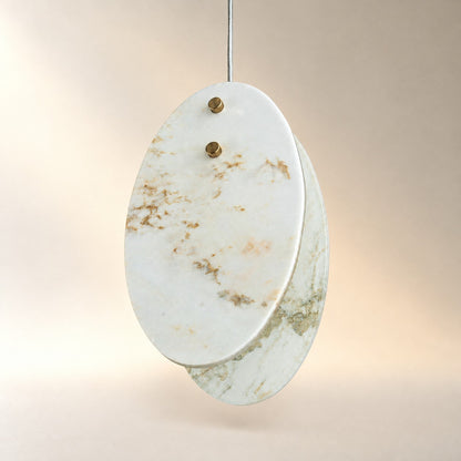 Modern Sculptural Luxury stone Oval Pendant Light Set