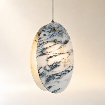 Modern Sculptural Luxury stone Oval Pendant Light Set