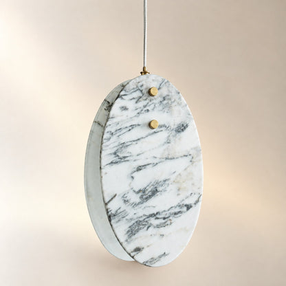 Modern Sculptural Luxury stone Oval Pendant Light Set
