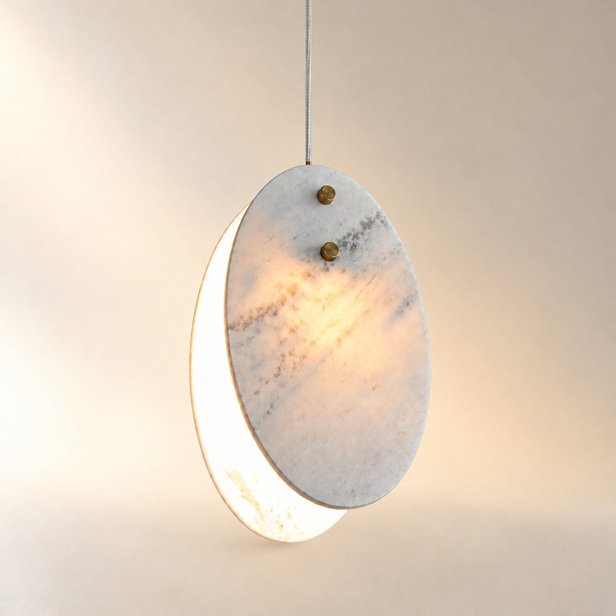Modern Sculptural Luxury stone Oval Pendant Light Set