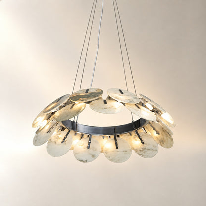 Modern Sculptural Luxury stone Petal Chandelier