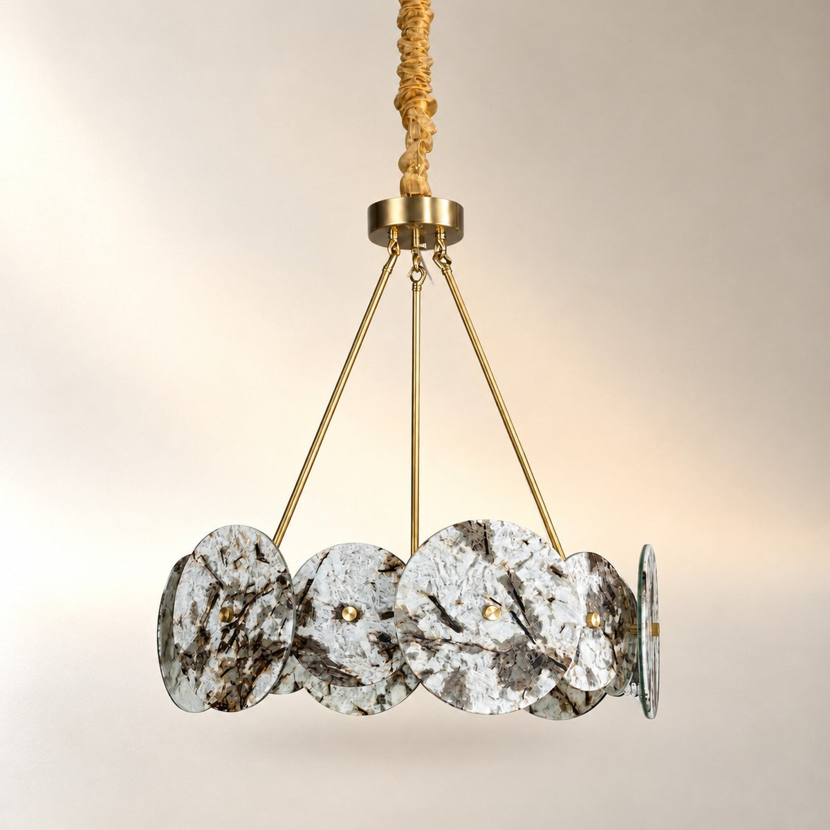 Modern Sculptural Snowcrest White Luxury stone LED Chandelier