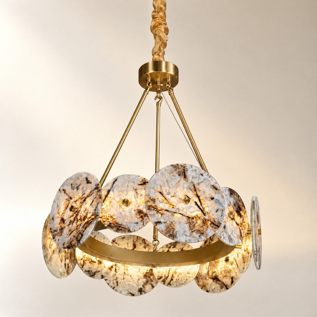 Modern Sculptural Snowcrest White Luxury stone LED Chandelier