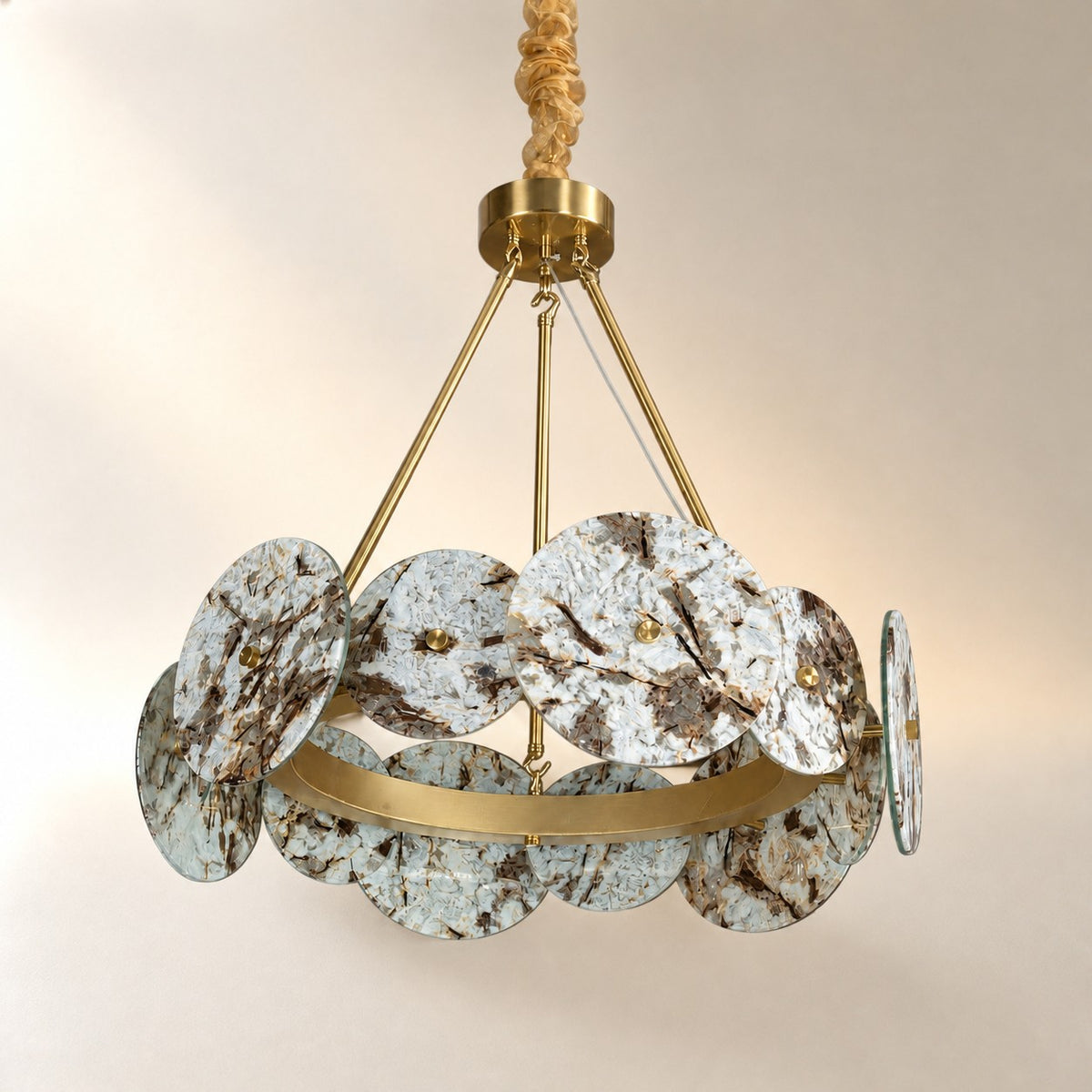 Modern Sculptural Snowcrest White Luxury stone LED Chandelier