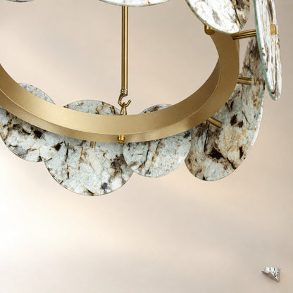 Modern Sculptural Snowcrest White Luxury stone LED Chandelier