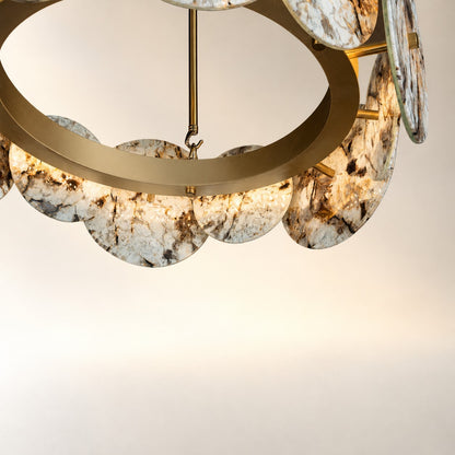 Modern Sculptural Snowcrest White Luxury stone LED Chandelier