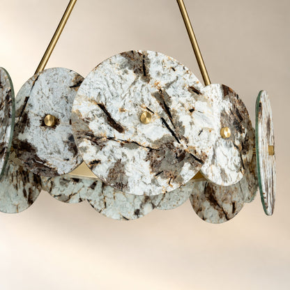 Modern Sculptural Snowcrest White Luxury stone LED Chandelier