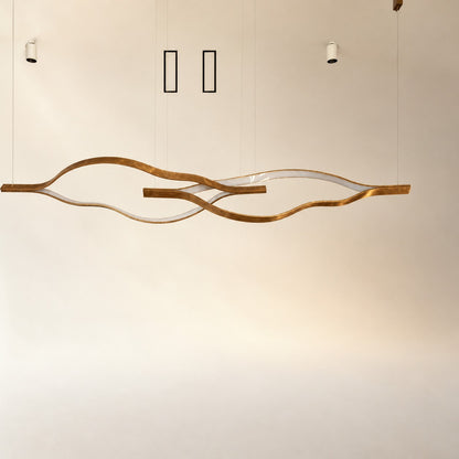 Modern Simple Brass Waving Chandelier for Living/Dining Room/Kitchen Island