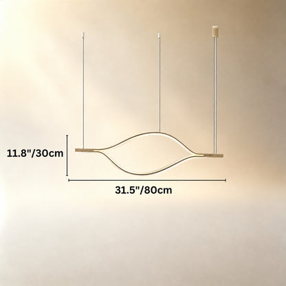 Modern Simple Brass Waving Chandelier for Living/Dining Room/Kitchen Island