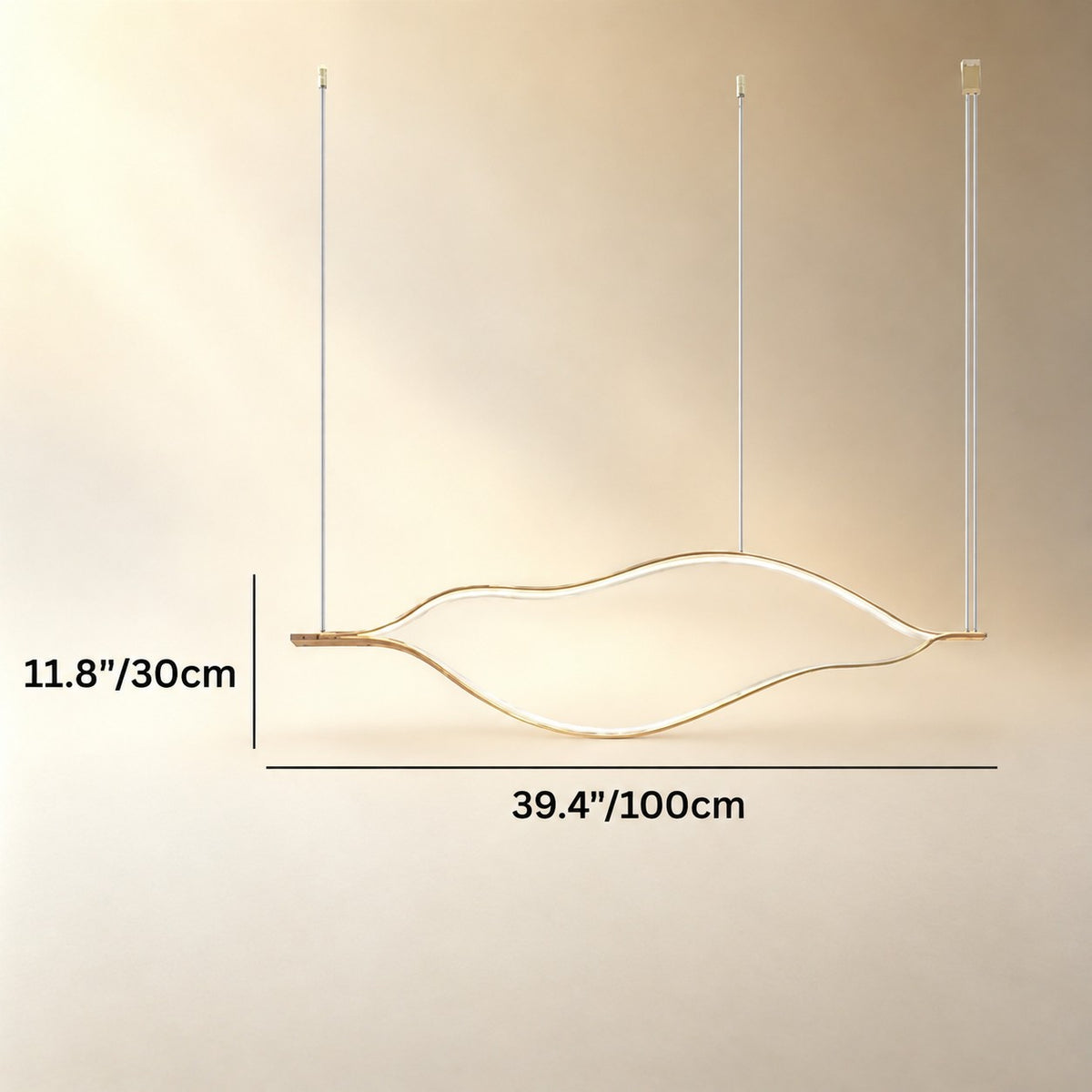 Modern Simple Brass Waving Chandelier for Living/Dining Room/Kitchen Island