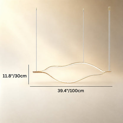 Modern Simple Brass Waving Chandelier for Living/Dining Room/Kitchen Island