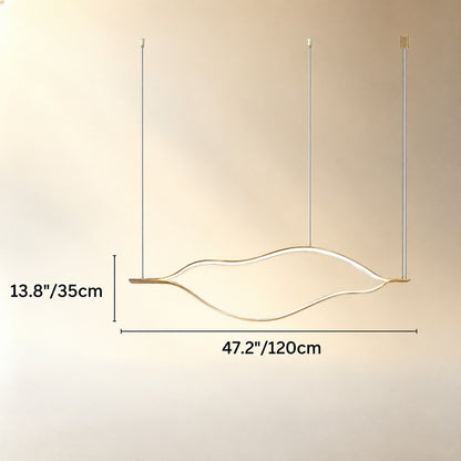 Modern Simple Brass Waving Chandelier for Living/Dining Room/Kitchen Island