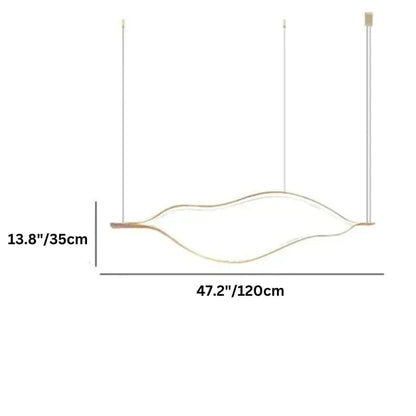 Modern Simple Brass Waving Chandelier for Living/Dining Room/Kitchen Island