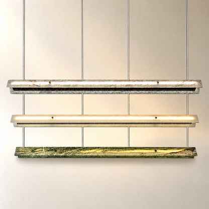 Modern Slim Luxury stone Linear LED Pendant Light