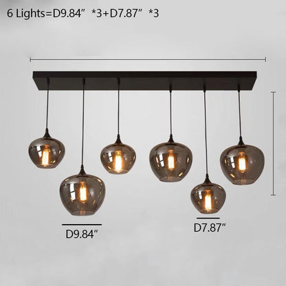 Modern Smoke Gray Glass Lamp Designer Chandelier for Cafe/Kitchen Island/Dining Room Style B