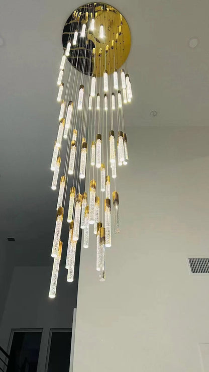 Modern Stair Light Foyer Staircase Hall Ceiling Lamps Spiral Stair Chandelier Crystal Droplight Luxury Hall Decoration Lights