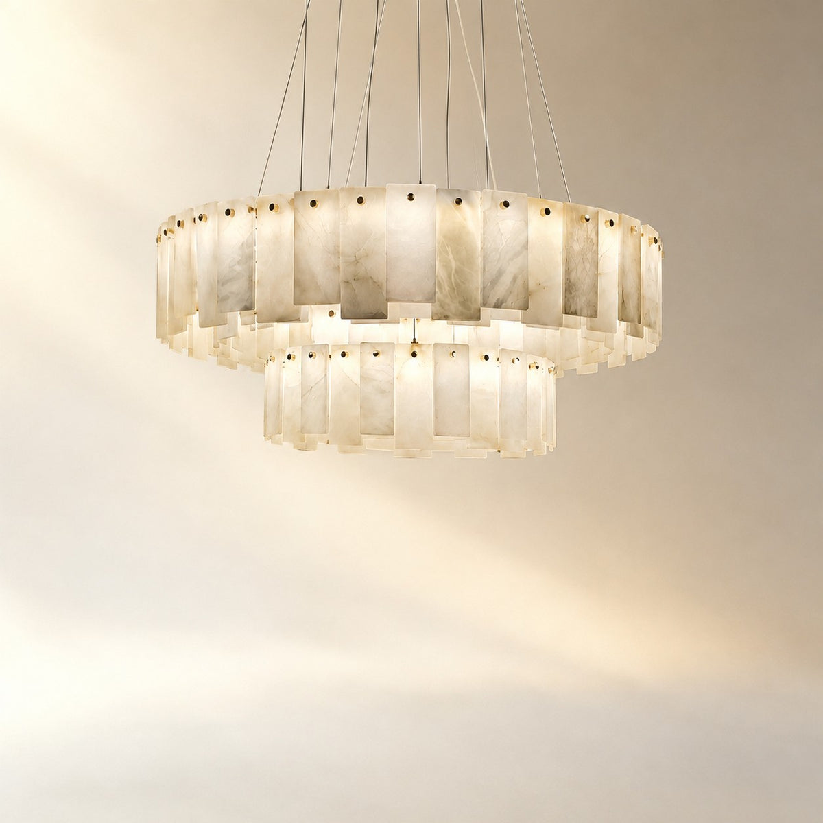 Modern Two-Tier Circular Pendant Chandelier