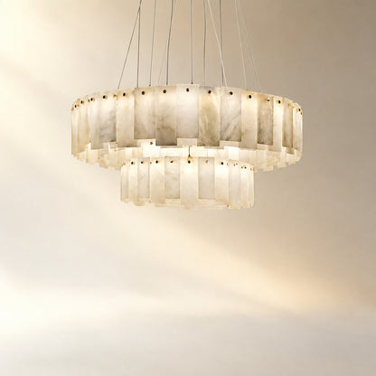 Modern Two-Tier Circular Pendant Chandelier