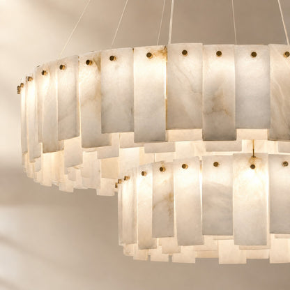 Modern Two-Tier Circular Pendant Chandelier