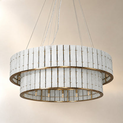 Modern Two-Tier Luxury Stone Round Chandelier