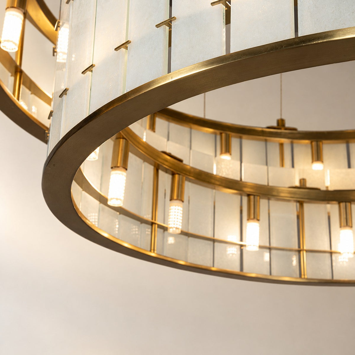 Modern Two-Tier Luxury Stone Round Chandelier