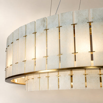 Modern Two-Tier Luxury Stone Round Chandelier