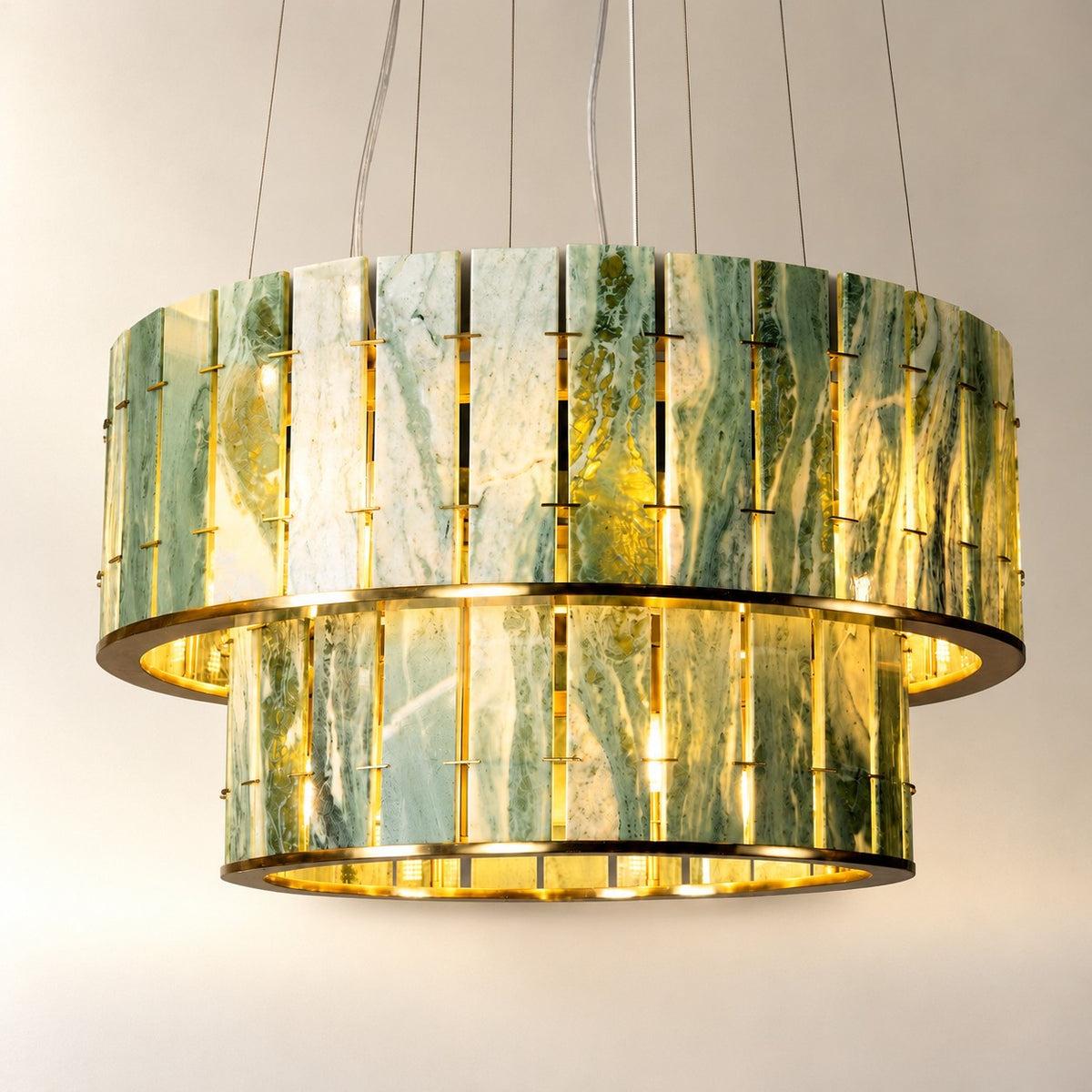 Modern Two-Tier Luxury Stone Round Chandelier