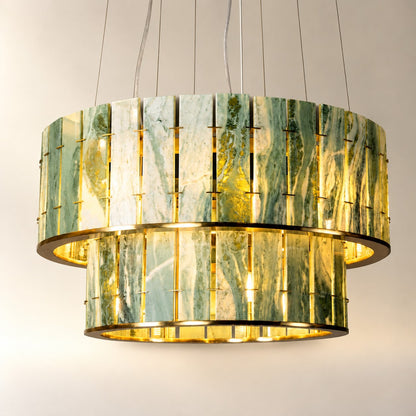 Modern Two-Tier Luxury Stone Round Chandelier
