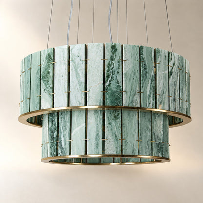 Modern Two-Tier Luxury Stone Round Chandelier
