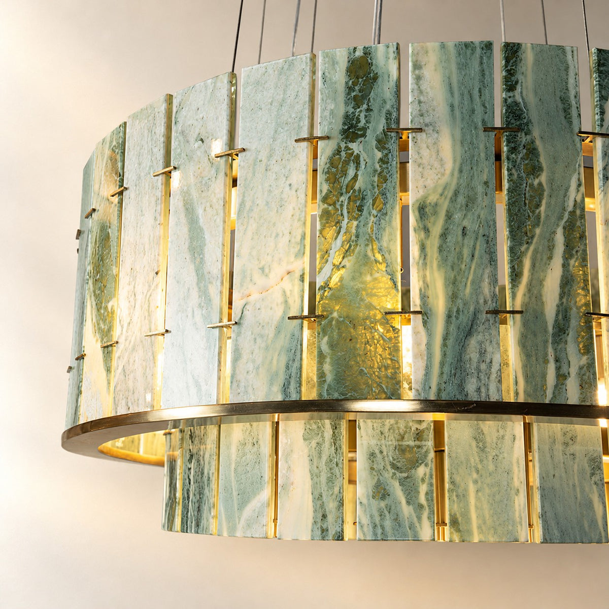 Modern Two-Tier Luxury Stone Round Chandelier