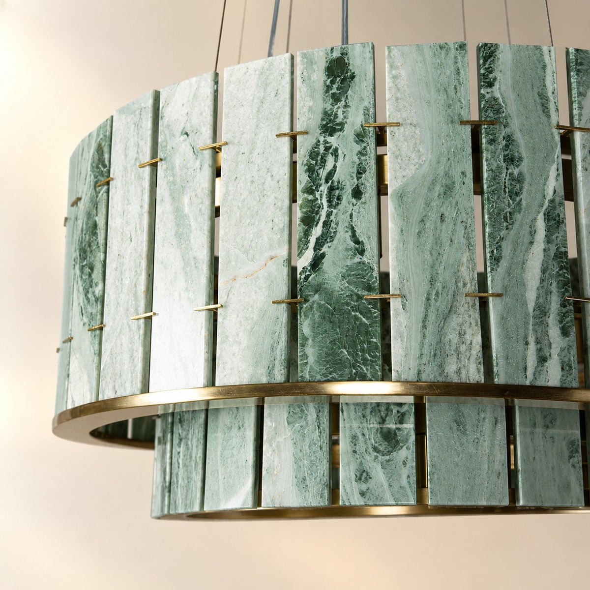 Modern Two-Tier Luxury Stone Round Chandelier