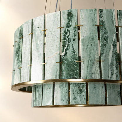 Modern Two-Tier Luxury Stone Round Chandelier