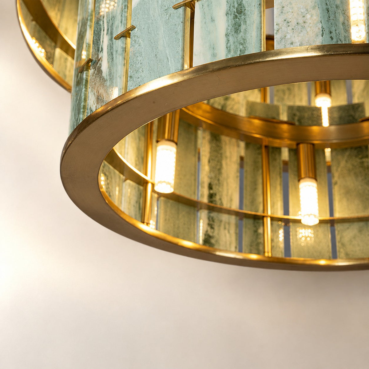 Modern Two-Tier Luxury Stone Round Chandelier