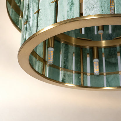 Modern Two-Tier Luxury Stone Round Chandelier