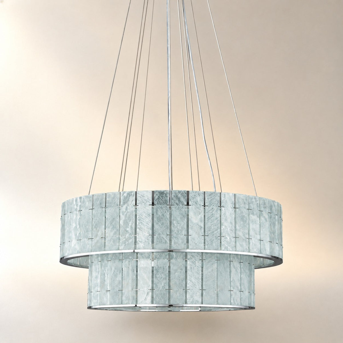 Modern Two-Tier Luxury Stone Round Chandelier
