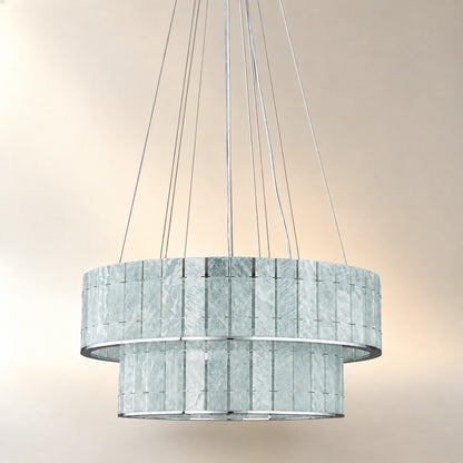 Modern Two-Tier Luxury Stone Round Chandelier