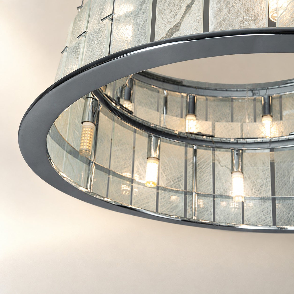 Modern Two-Tier Luxury Stone Round Chandelier