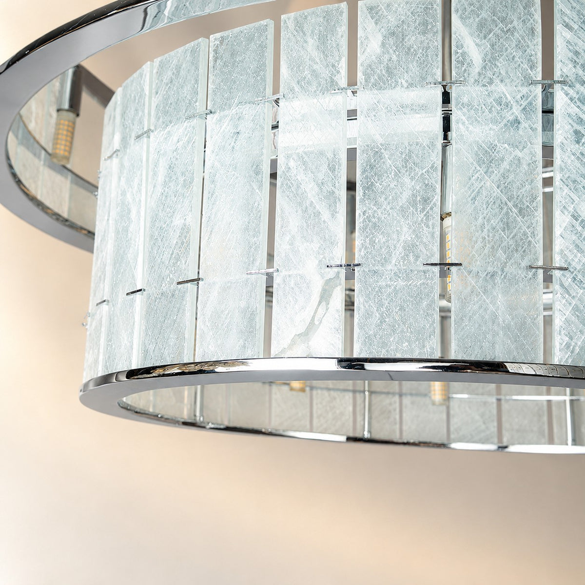 Modern Two-Tier Luxury Stone Round Chandelier