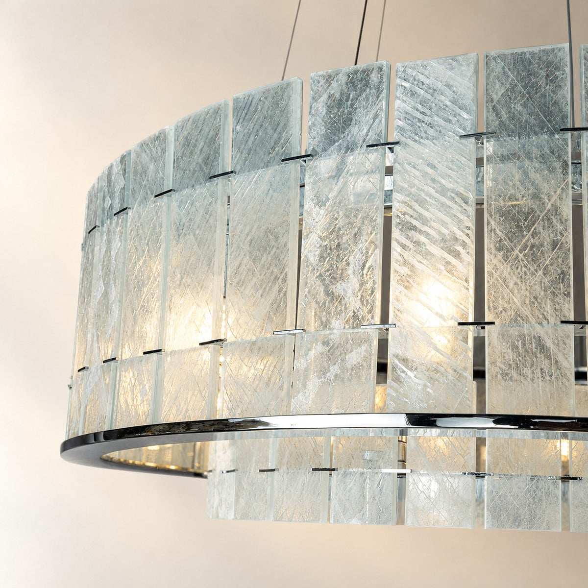 Modern Two-Tier Luxury Stone Round Chandelier
