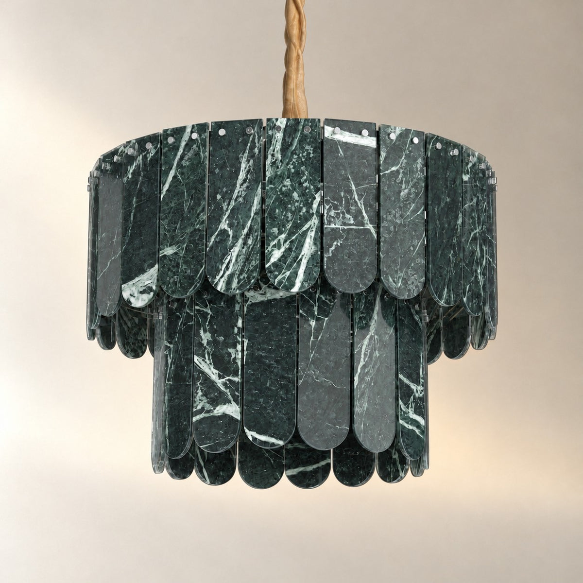 Modern Two-Tier Prada Green Luxury stone Chandelier