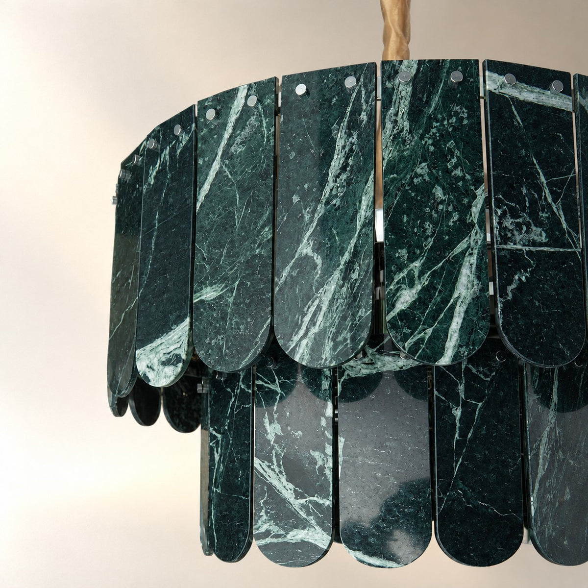 Modern Two-Tier Prada Green Luxury stone Chandelier