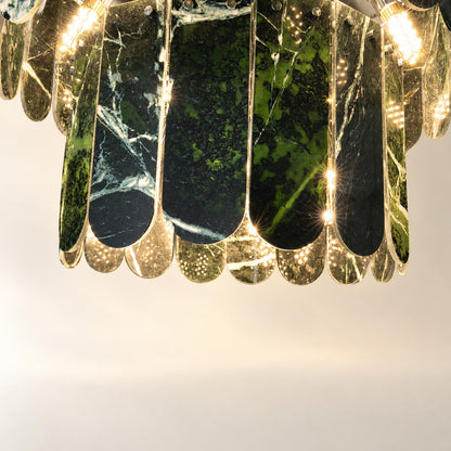 Modern Two-Tier Prada Green Luxury stone Chandelier