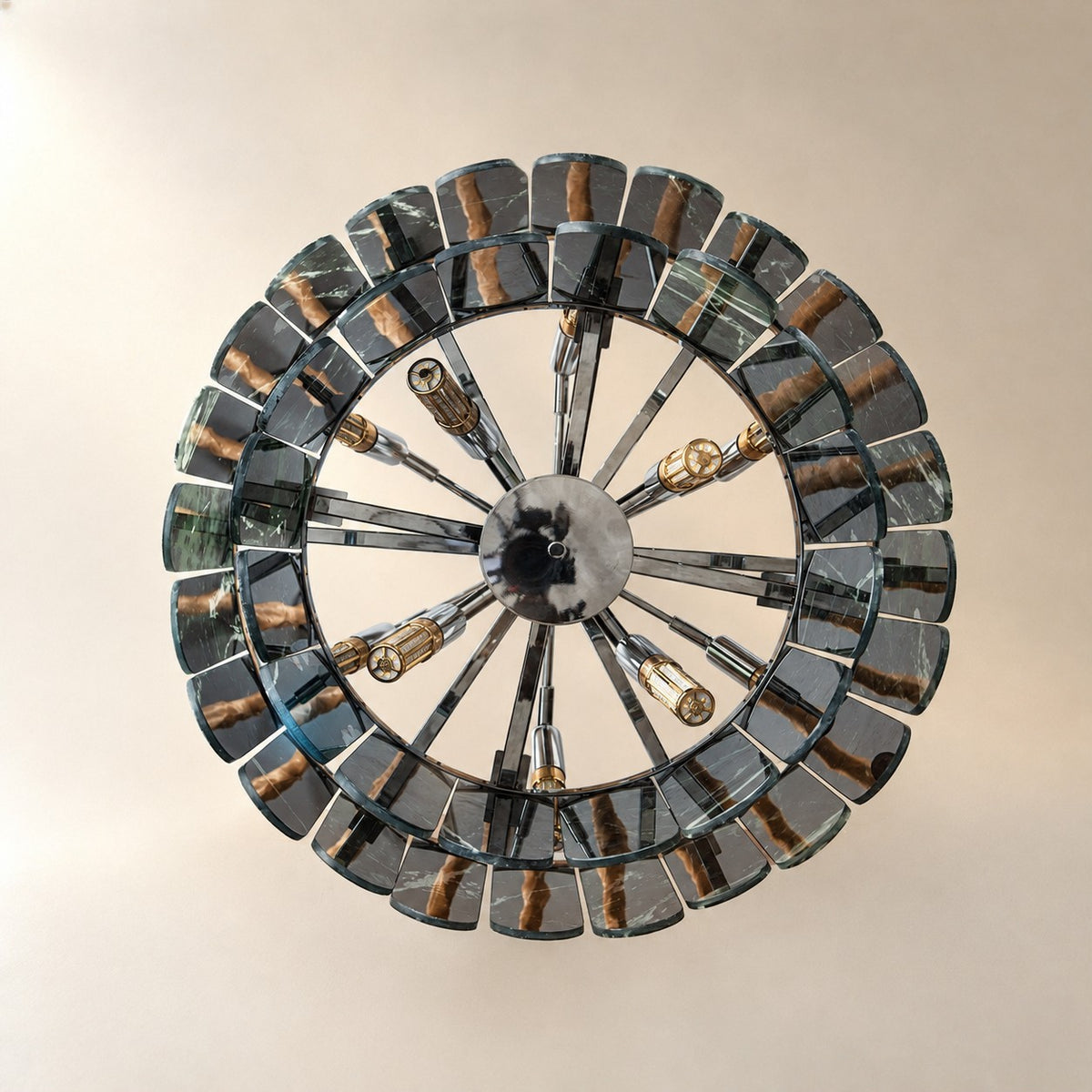 Modern Two-Tier Prada Green Luxury stone Chandelier