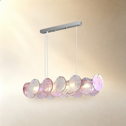 Murano Glass Disc Chandelier, Pink / Green