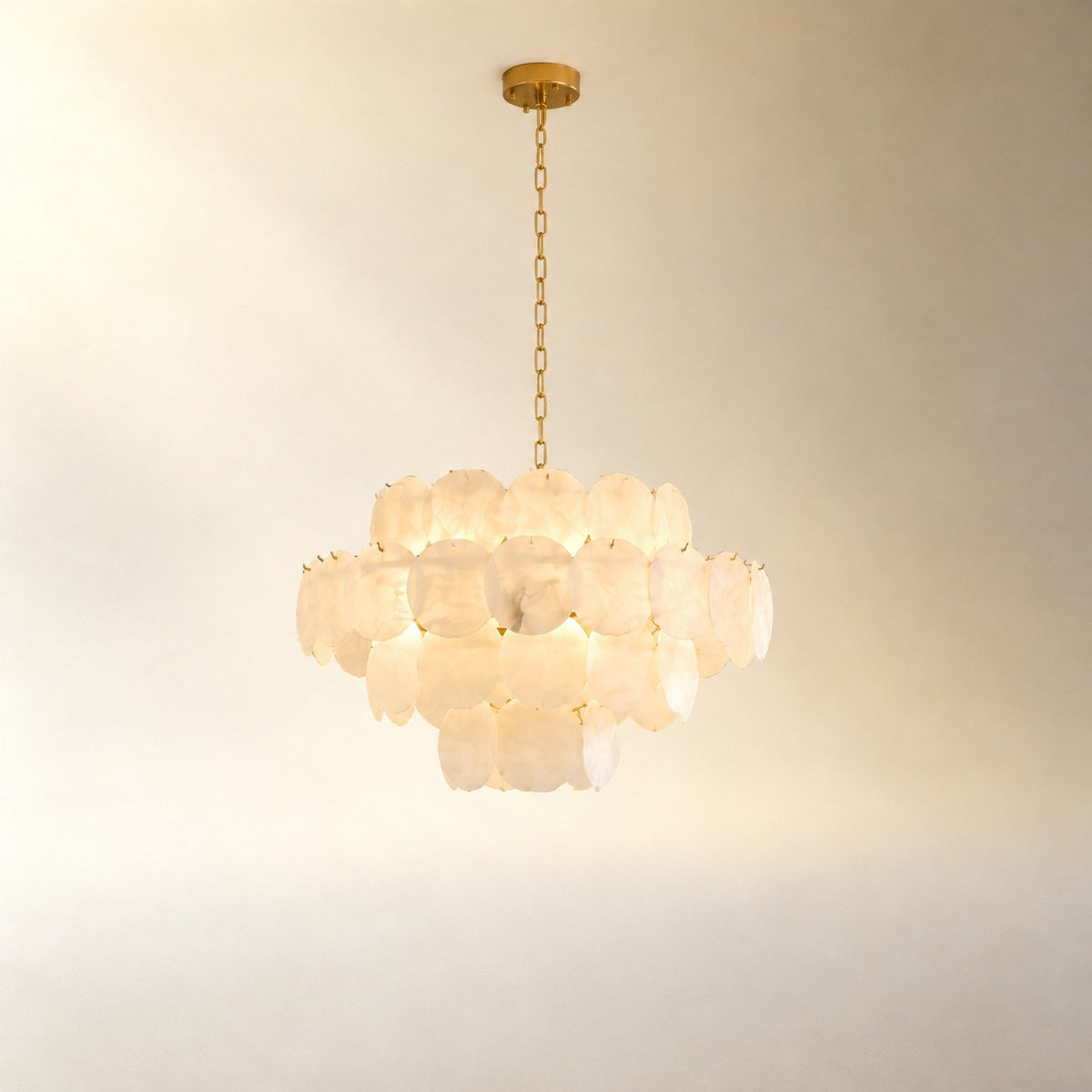 Natural Alabaster 31.5" Round Chandelier