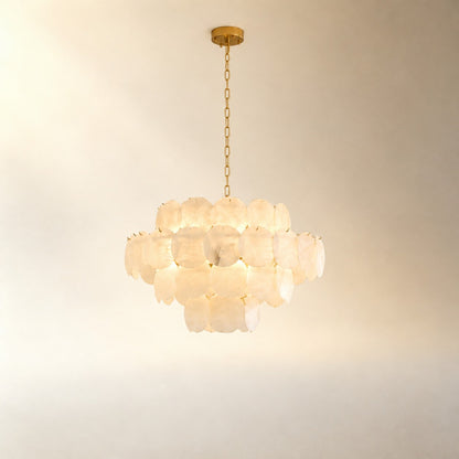 Natural Alabaster 31.5" Round Chandelier