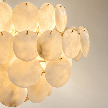 Natural Alabaster 31.5" Round Chandelier