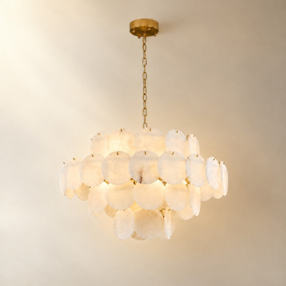 Natural Alabaster 31.5" Round Chandelier